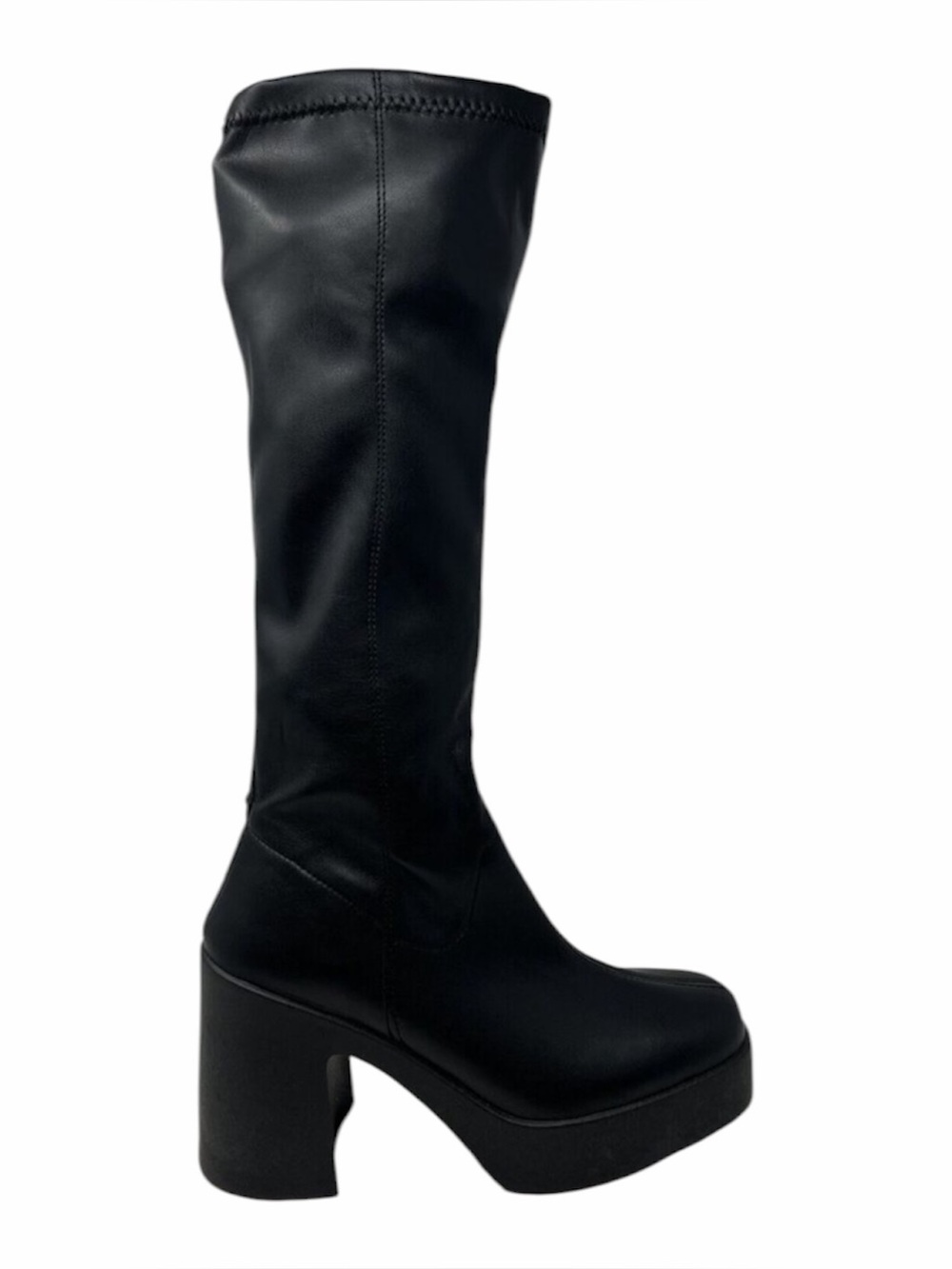 AQUA Women's Billy Square Toe High Heel Platform Boots 9